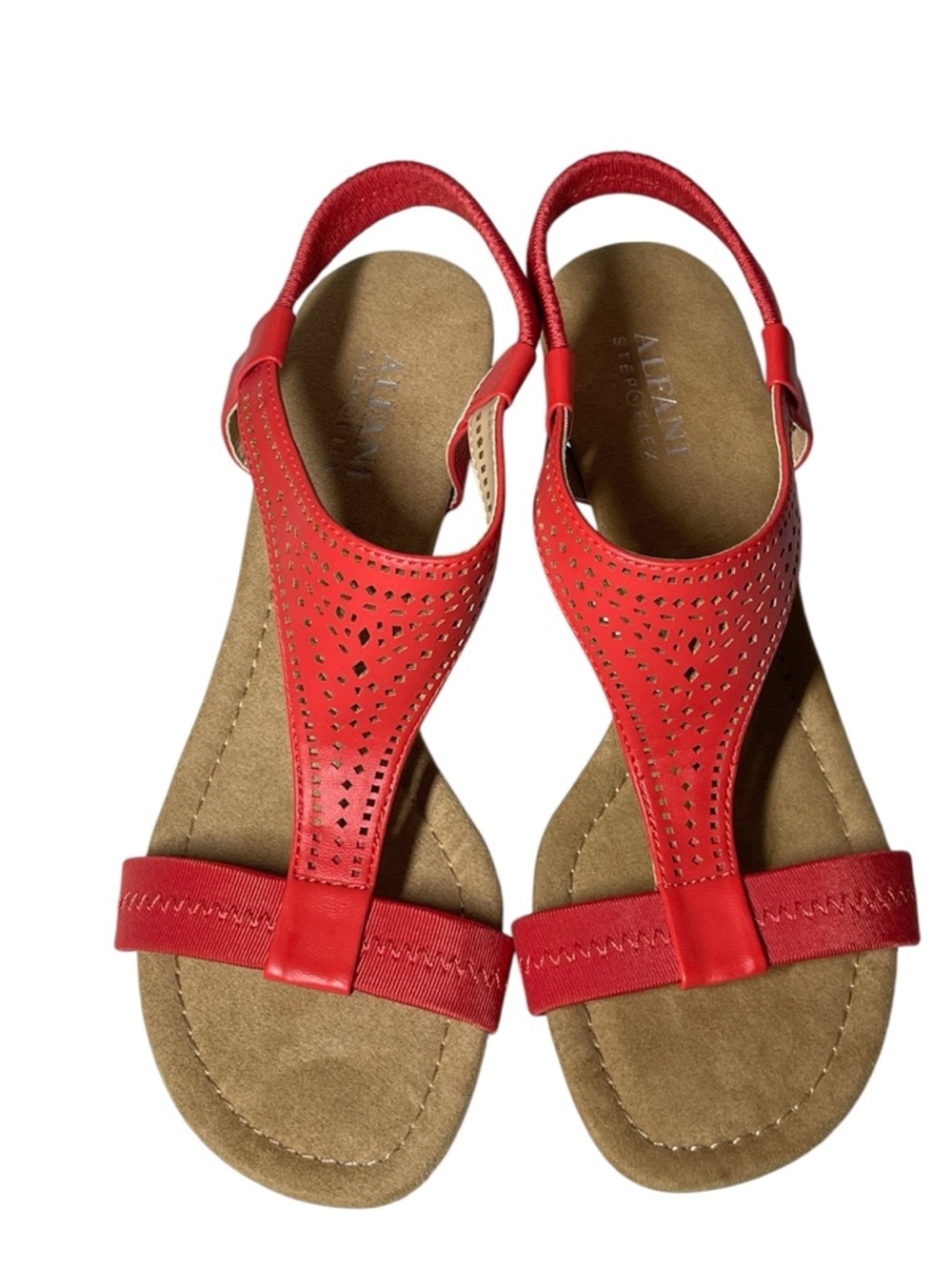 ALFANI Women's Coral T-Strap Step Round Toe Wedge Slip On Slingback Sandals New - Picture 3 of 9
